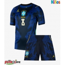 Camiseta Brasil Bruno Guimaraes #8 Visitante Equipación para niños Mundial 2026 manga corta (+ pantalones cortos)